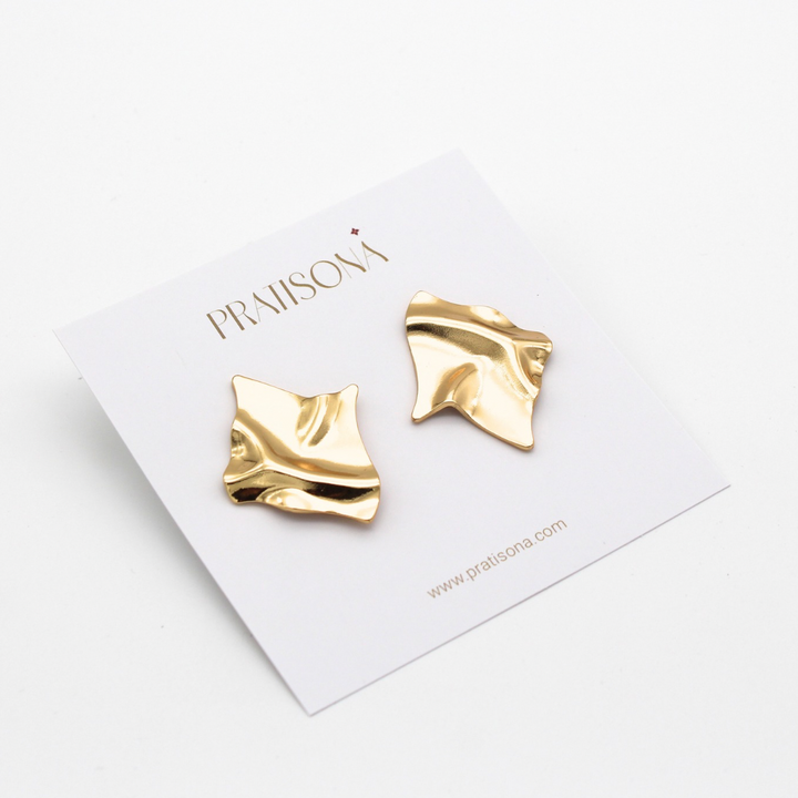 Gold Geometric Stud Earrings- Abstract Studs Earrings- Pratisona