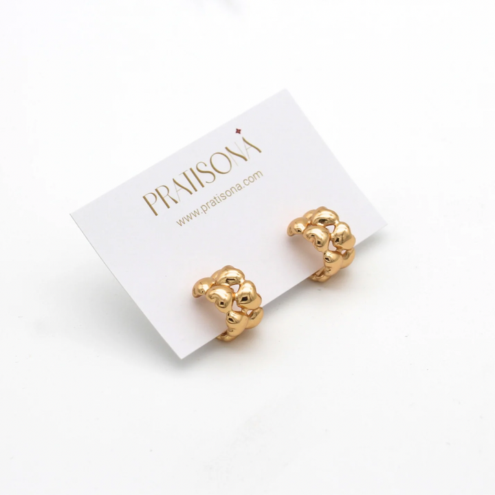 Gold Heart Earrings- Heart Melody Earrings- Pratisona