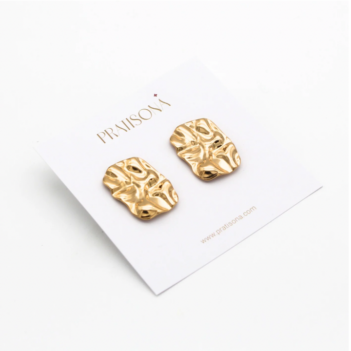 Gold Stud Earrings- Rustic Studs earrings- Pratisona 