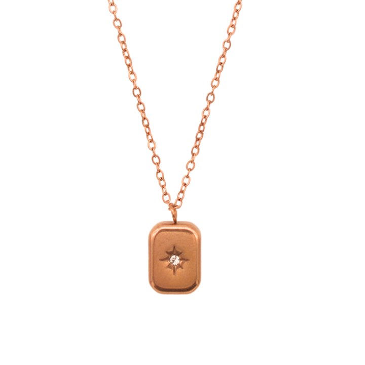 Rose Gold Star Necklace-Square Star Necklace-Pratisona 