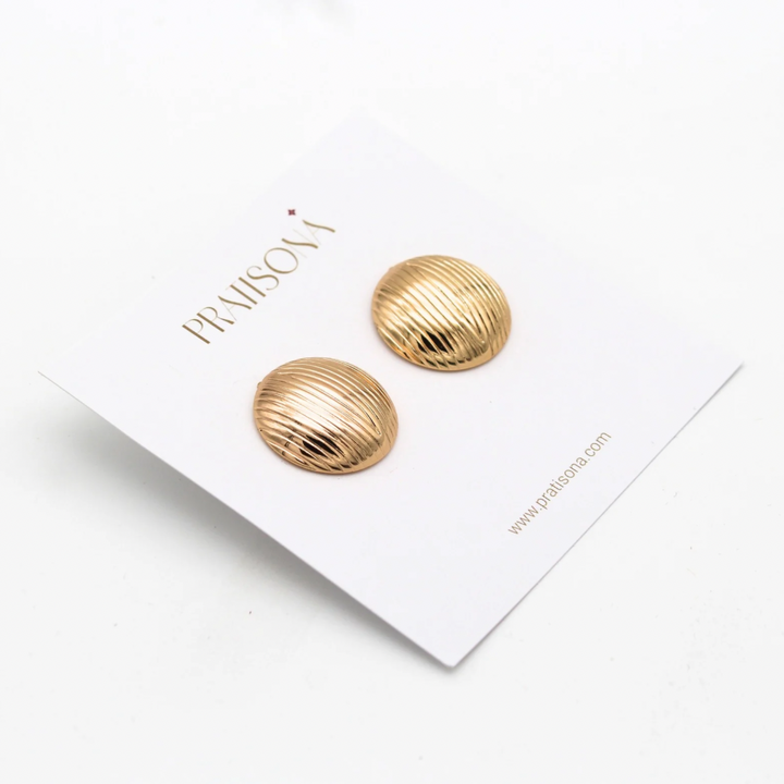 Gold Statement Stud Earrings- Statement Studs Earrings- Pratisona 