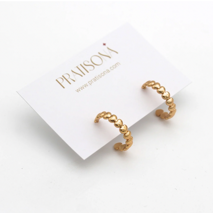 Gold Heart Stud Earrings- Sweet Heart Earrings- Pratisona 